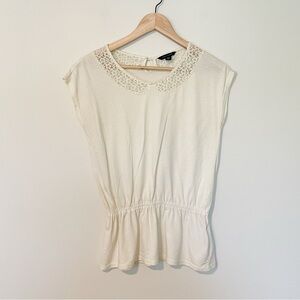Tommy Hilfiger Cream Lace Cap Sleeve Shirt Top